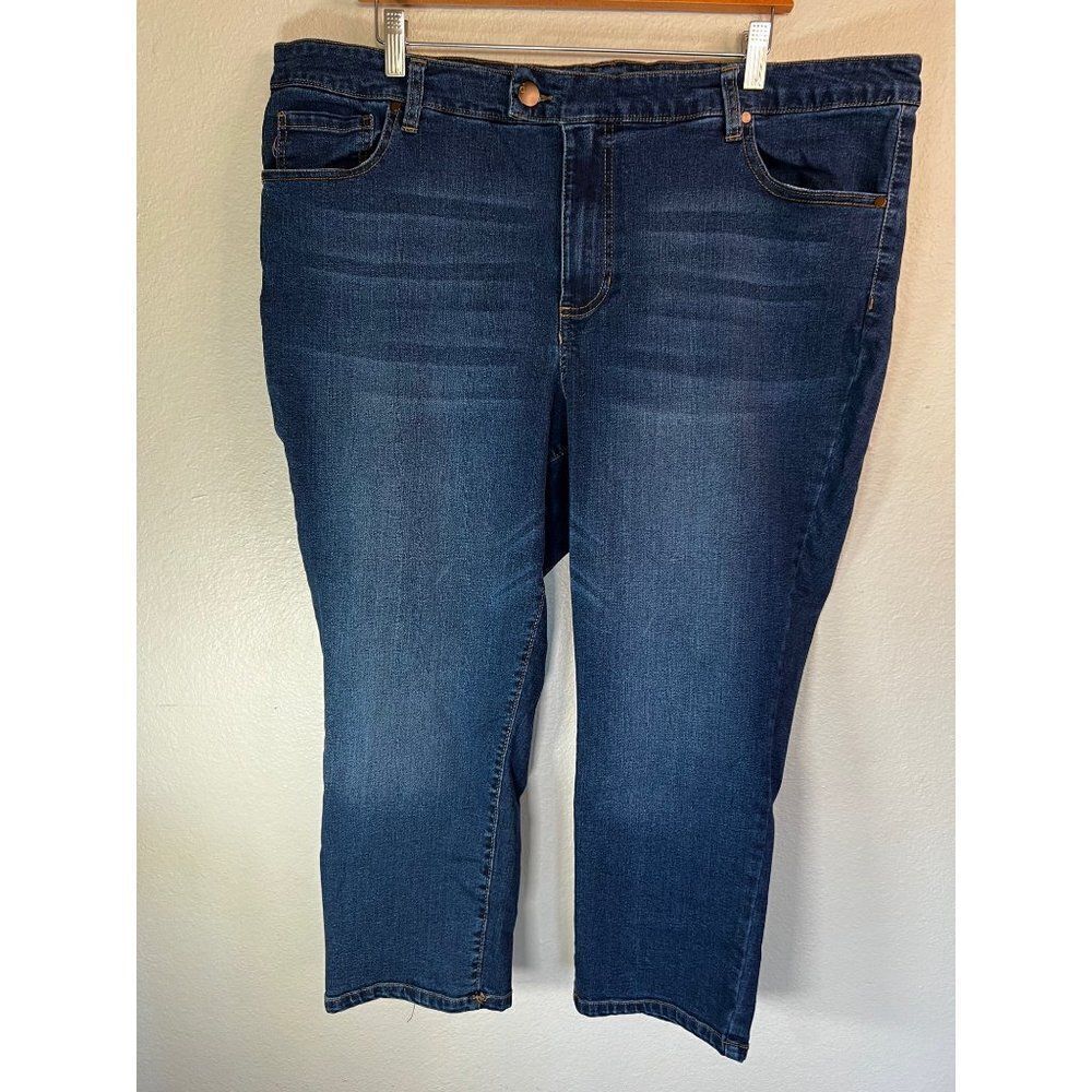 d.jeans Straight Leg 2-Button Blue Jeans. Dark Wash. Size 22W